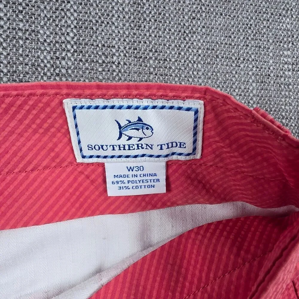 Southern Tide Shorts Mens 30 Pink Red Seasucker Striped Coastal Casual Golf